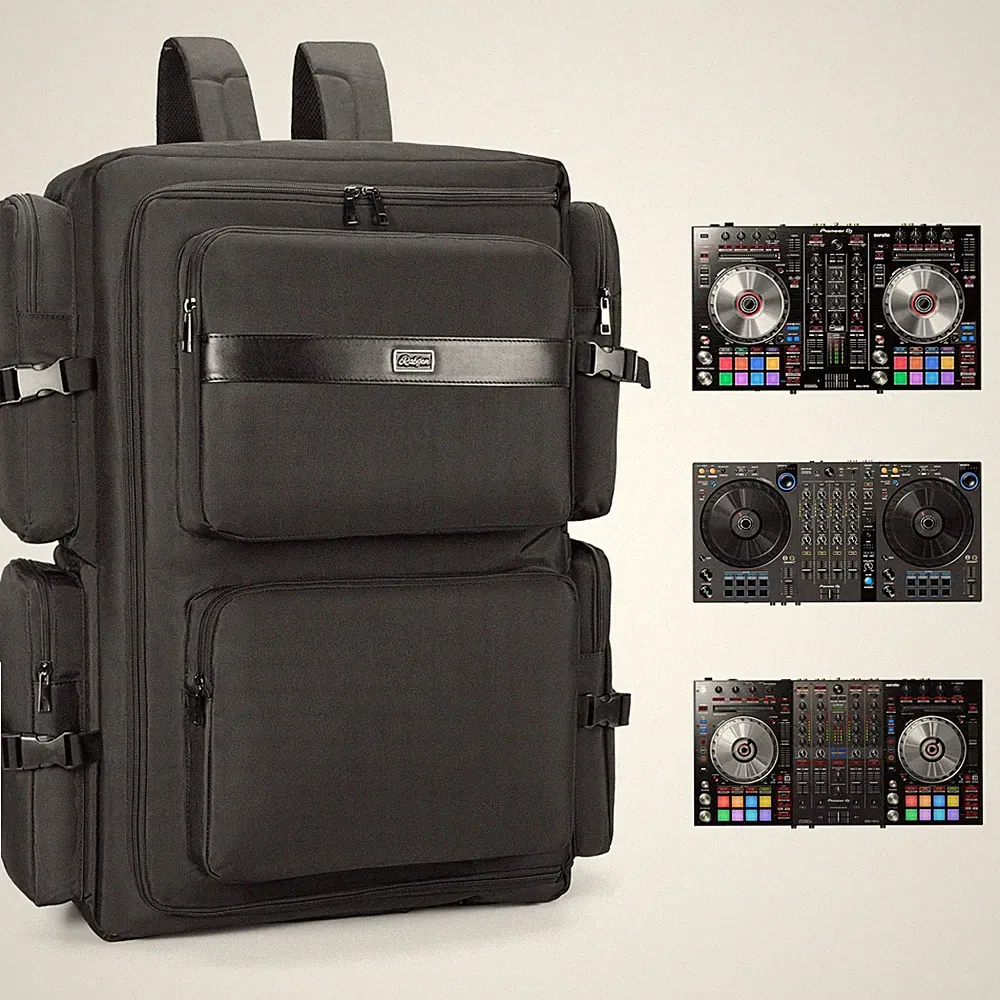 Rabjen DJ Backpack for Club Gigs, Mixer Case Max 27'' Mixer, black
