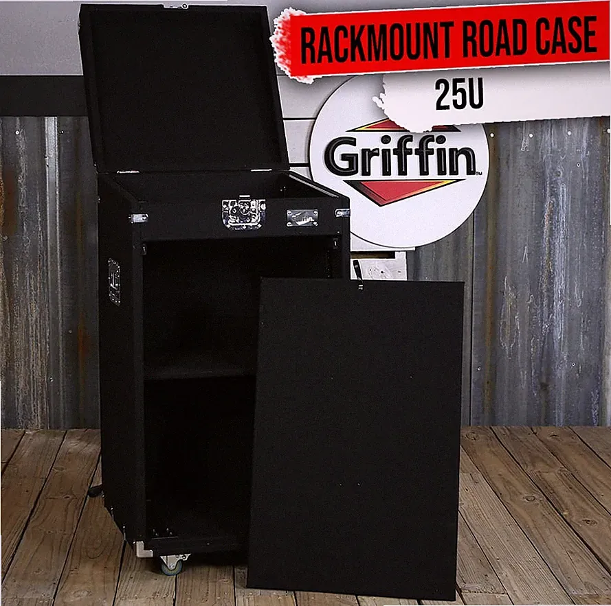 Rackmount Studio Mixer Road Case - DJ PA Flight Cabinet Stand Cart Equipment 25U