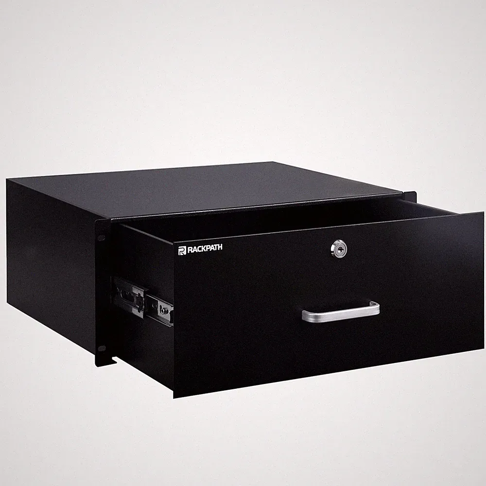RackPath 4U Rack Mount Drawer for 19 Inch AV/Network/DJ Equipment 4U, Black