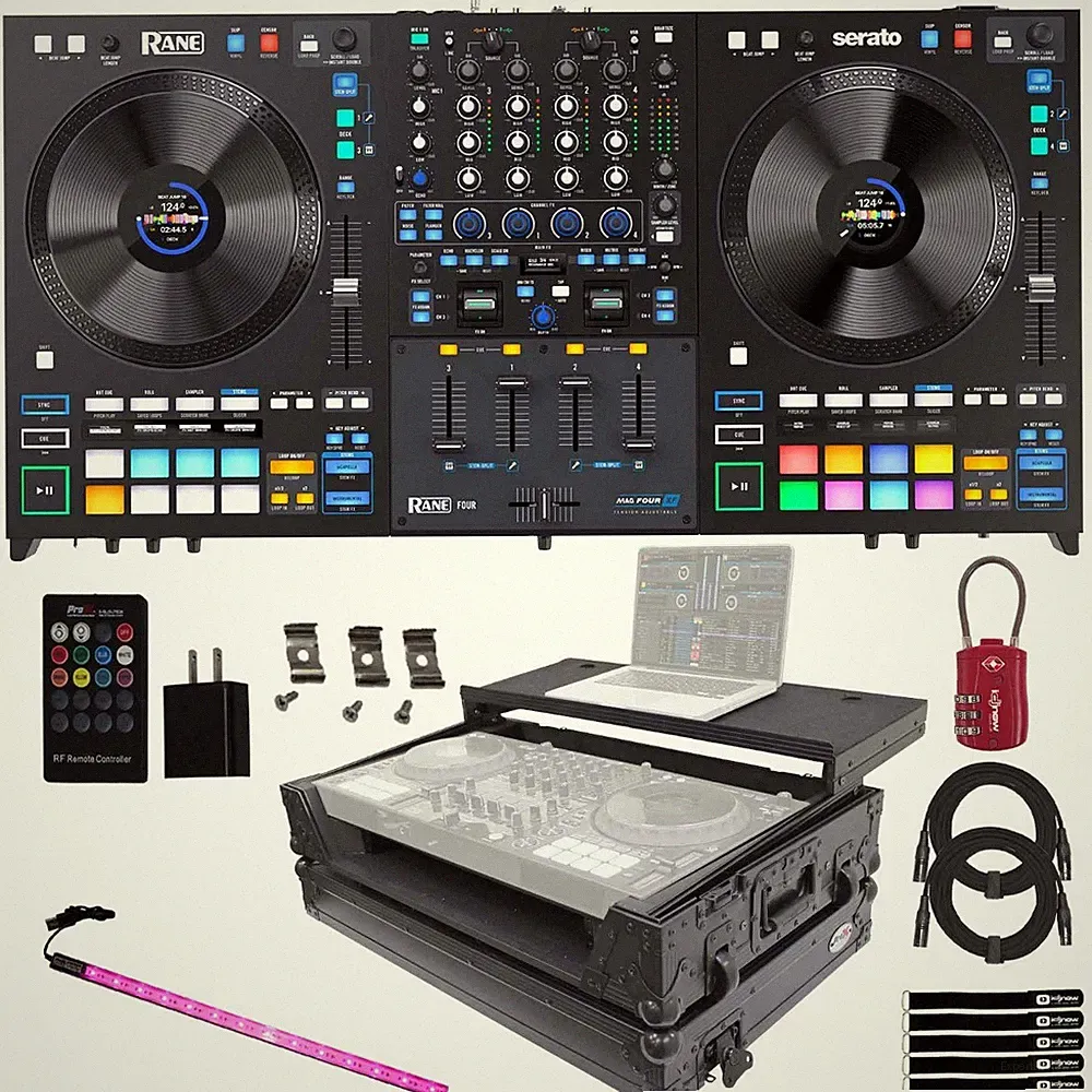 Rane FOUR Advanced 4 Channel Mixer Stems Serato DJ Controller w Black Case