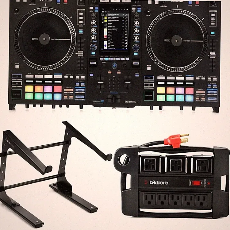 Rane System One All-in-one DJ Controller with Laptop Riser and Power Base