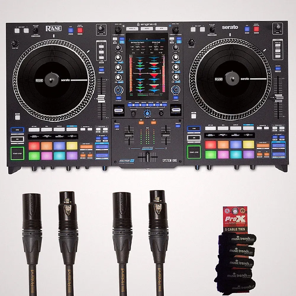 RANE SYSTEM ONE Motorized Standalone DJ System + 2 Gold Roland XLRs