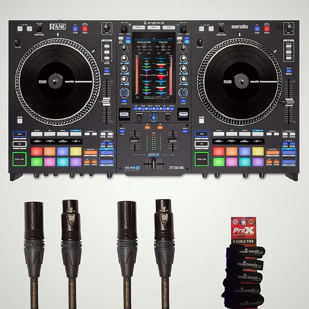 RANE SYSTEM ONE Motorized Standalone DJ System + 2 Gold Roland XLRs