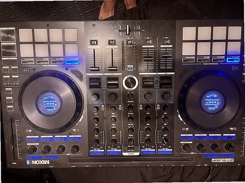 Reloop Mixon 8 Pro 4-Channel Quad Deck DJ Controller, 16 Pads, Black