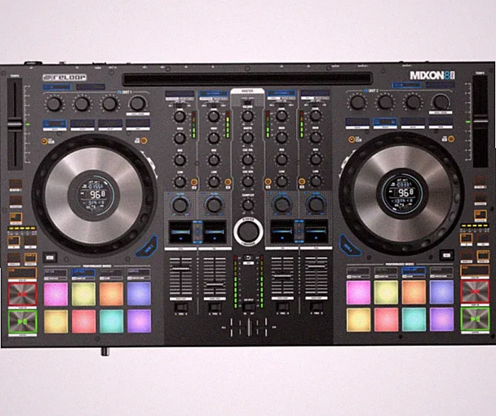Reloop Mixon 8 Pro | 4-Deck Hybrid DJ Controller | Dual USB, Jog Displays &