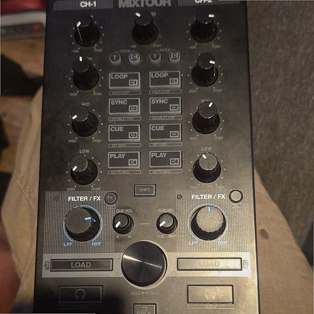 Reloop Mixtour 2-Deck 2-Channel DJ Controller, 8 Pads, USB, Black