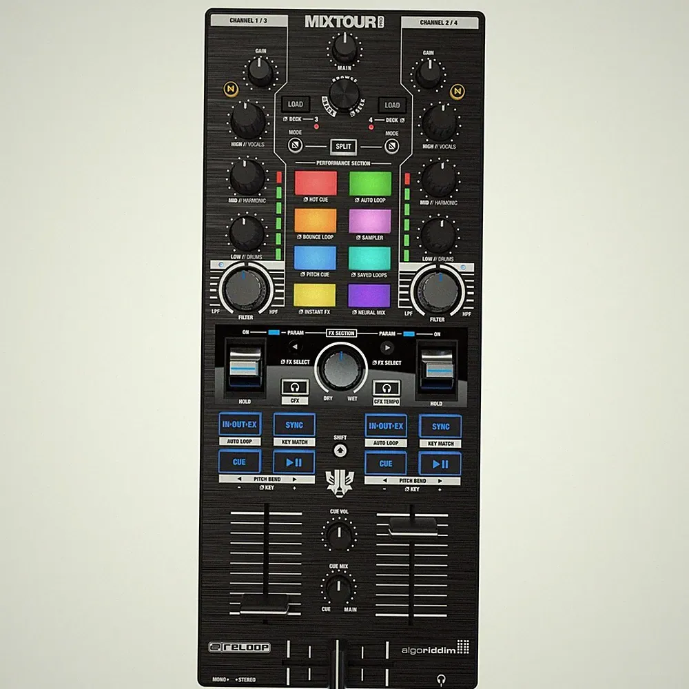 Reloop MIXTOUR PRO Portable Travel 4-Deck DJ Controller with Audio Interface