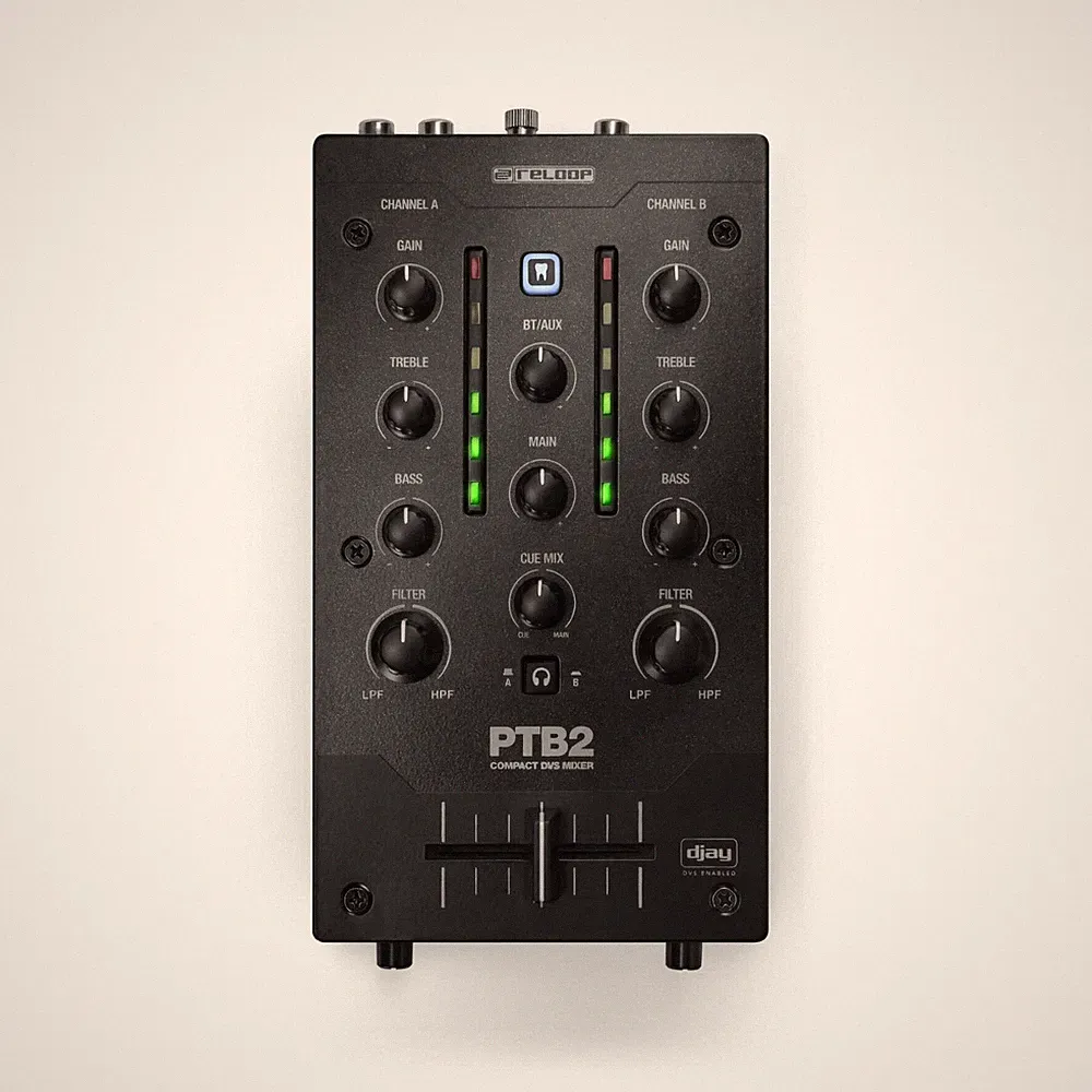 Reloop PTB-2 Portable 2+1-Channel DJ Mixer with DVS and Bluetooth Interface