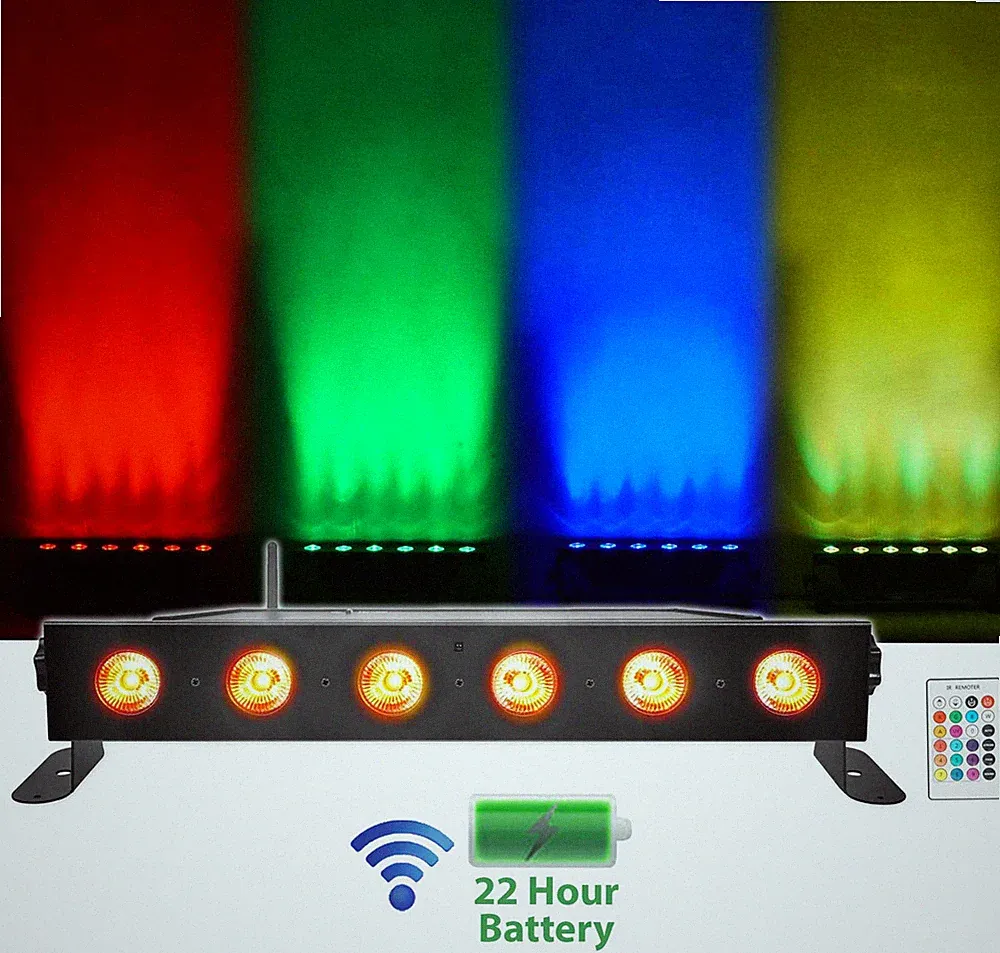 Rockville BEST STRIP 60 Black Battery Powered DJ Light Bar Wireless DMX+RGBWA+UV