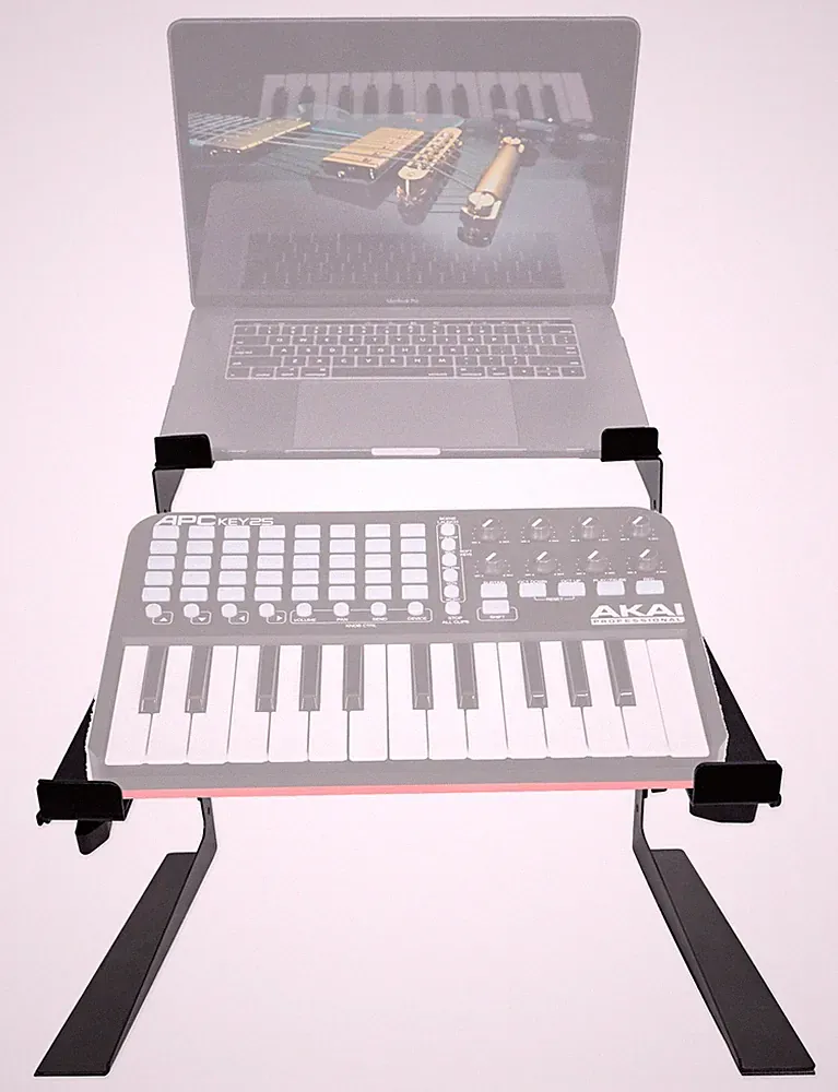 Rockville Dual Shelf Laptop+Controller Stand for Akai APC Key25 Keyboard