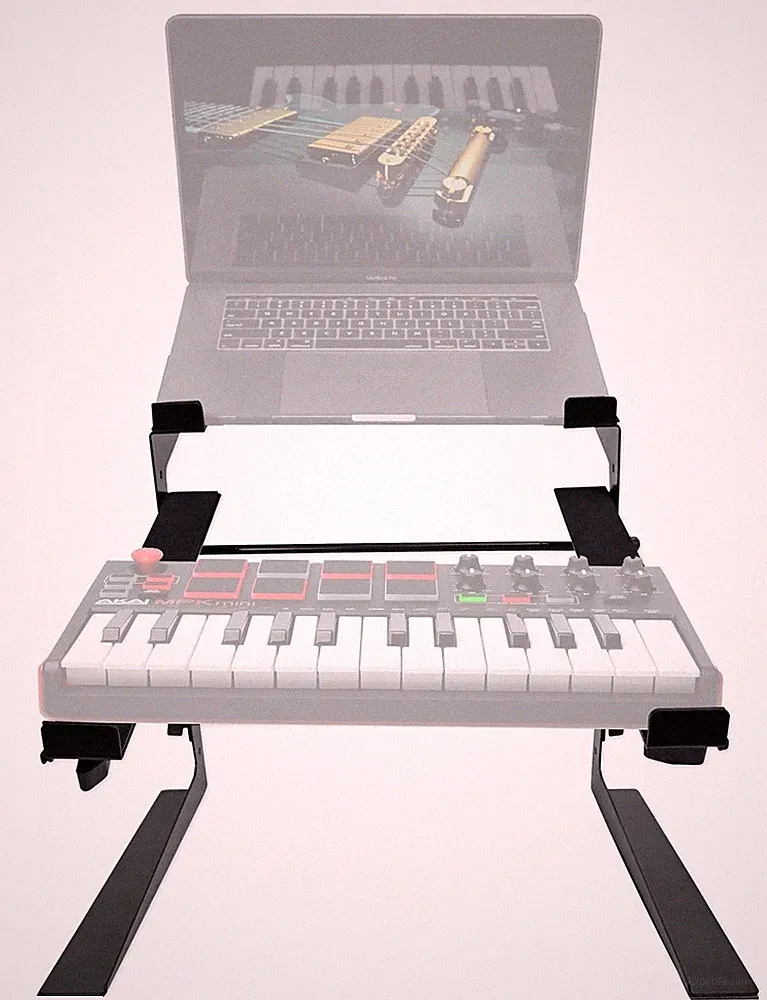 Rockville Dual Shelf Laptop+Controller Stand for Akai MPK Mini mkII Keyboard