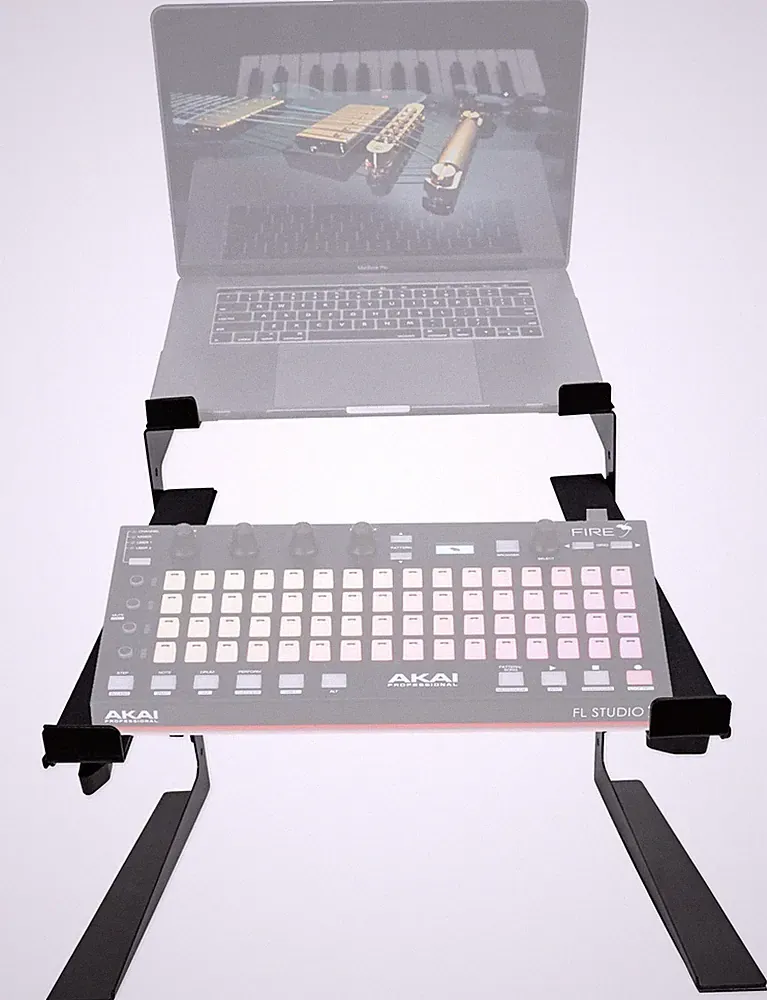 Rockville Dual Shelf Laptop+Controller Stand for Akai Professional Fire Grid