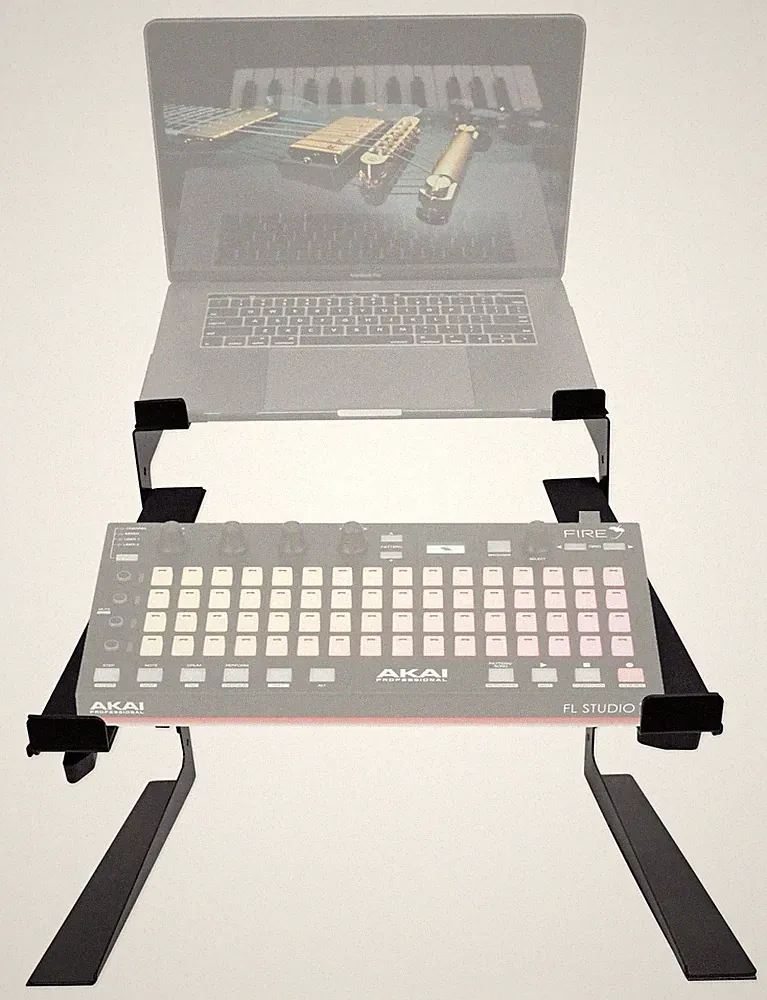 Rockville Dual Shelf Laptop+Controller Stand for Akai Professional Fire Grid