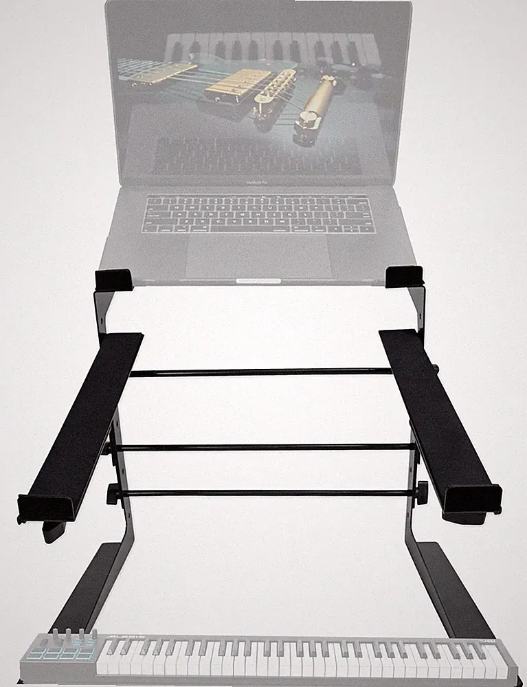 Rockville Dual Shelf Laptop+Controller Stand for Alesis V61 Keyboard