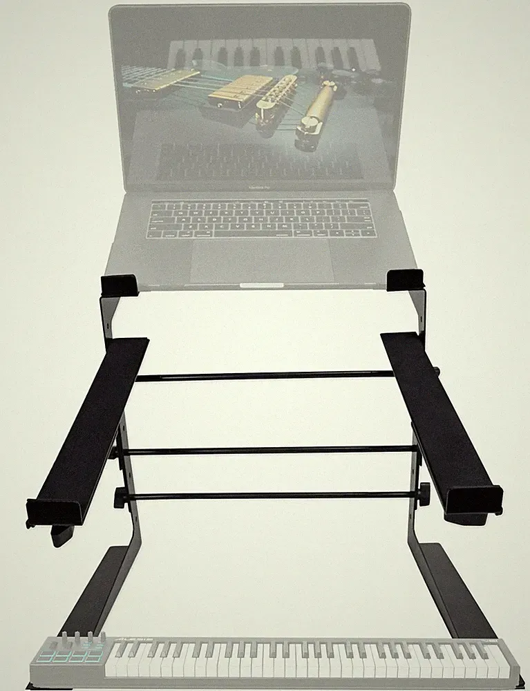 Rockville Dual Shelf Laptop+Controller Stand for Alesis V61 Keyboard