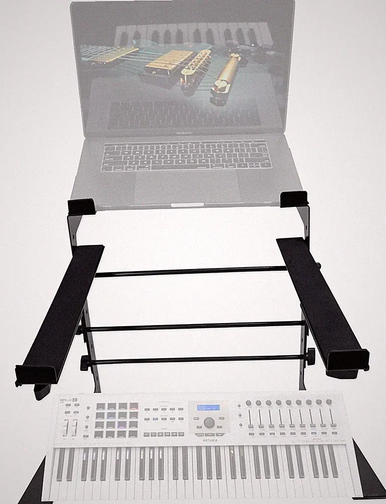 Rockville Dual Shelf Laptop+Controller Stand for Arturia Keylab MKII 61 Keyboard