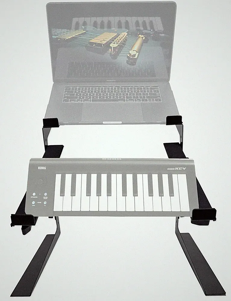 Rockville Dual Shelf Laptop+Controller Stand for Korg microKEY-25 Keyboard