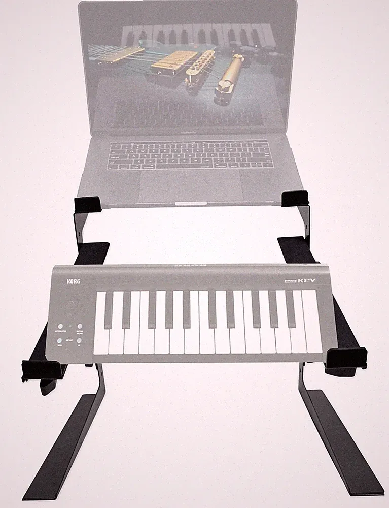 Rockville Dual Shelf Laptop+Controller Stand for Korg microKEY-25 Keyboard