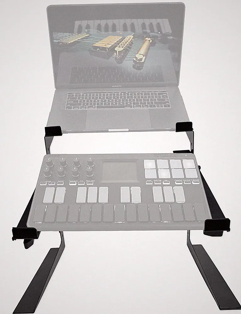 Rockville Dual Shelf Laptop+Controller Stand for Korg nanoKEY Keyboard
