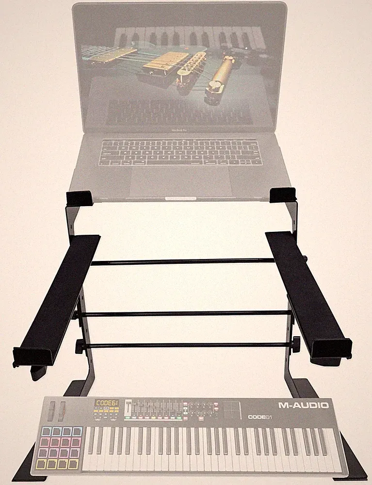 Rockville Dual Shelf Laptop+Controller Stand for M-Audio Code 61 Keyboard