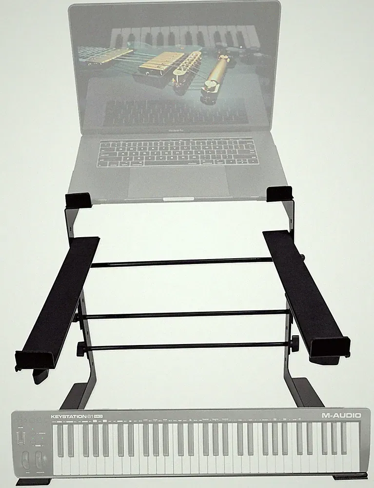 Rockville Dual Shelf Laptop+Controller Stand for M-Audio Keystation 61 Keyboard