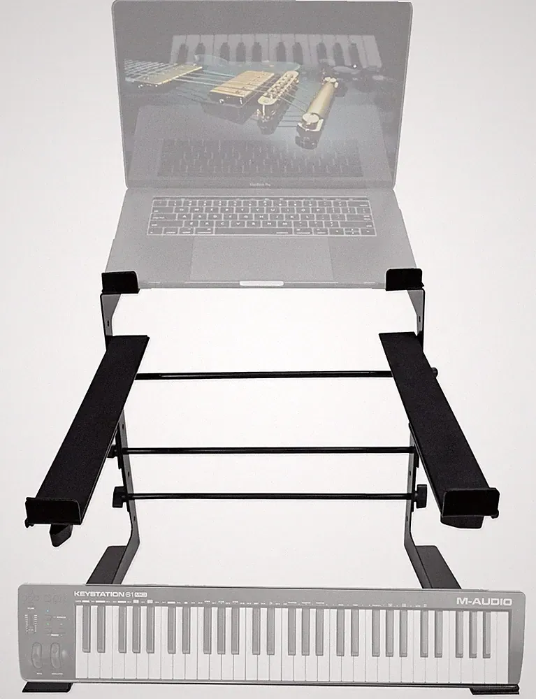 Rockville Dual Shelf Laptop+Controller Stand for M-Audio Keystation 61 Keyboard