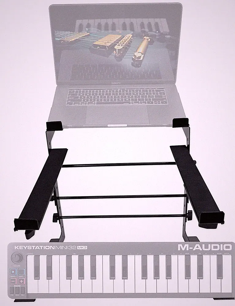 Rockville Dual Shelf Laptop+Controller Stand for M-Audio KEYSTATION MINI 32
