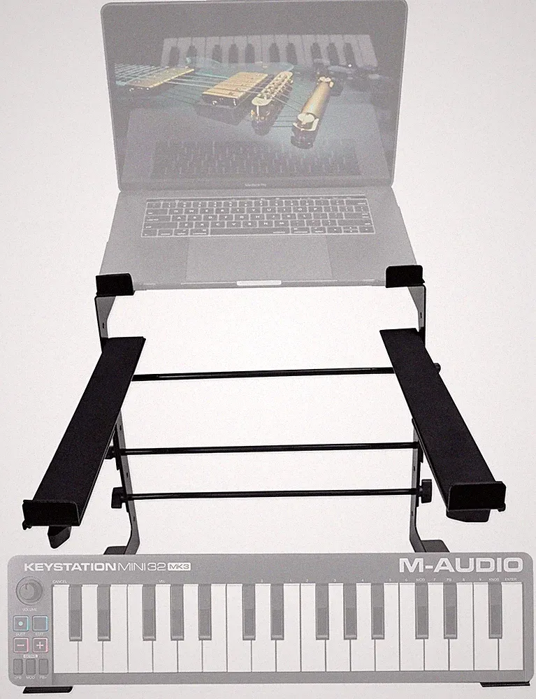 Rockville Dual Shelf Laptop+Controller Stand for M-Audio KEYSTATION MINI 32