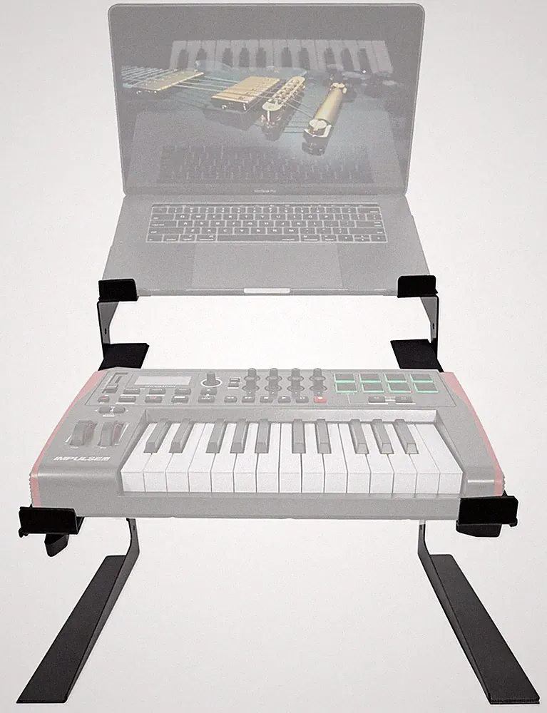 Rockville Dual Shelf Laptop+Controller Stand for Novation IMPULSE 25 Keyboard