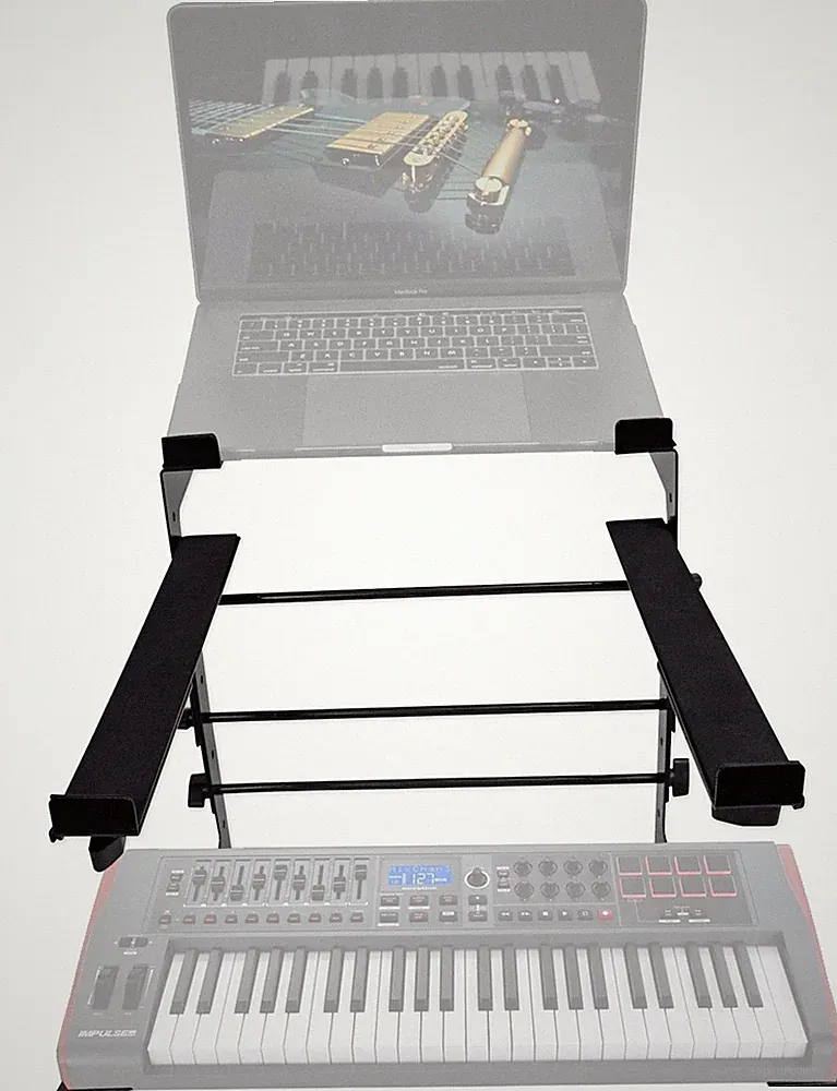 Rockville Dual Shelf Laptop+Controller Stand for Novation IMPULSE 49 Keyboard