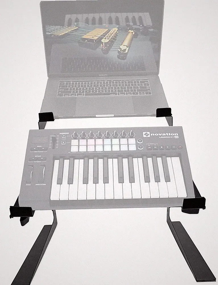 Rockville Dual Shelf Laptop+Controller Stand for Novation LAUNCHKEY 25 Keyboard