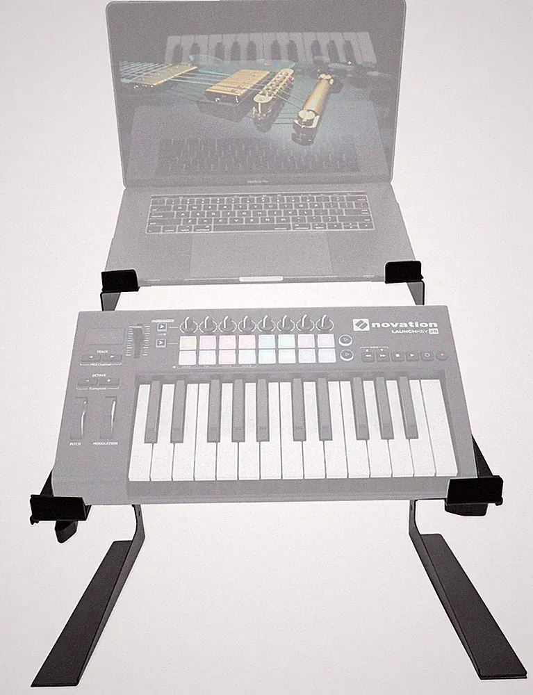 Rockville Dual Shelf Laptop+Controller Stand for Novation LAUNCHKEY 25 Keyboard