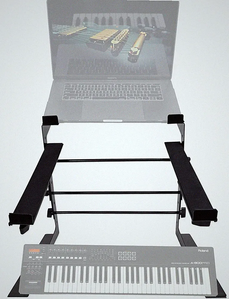 Rockville Dual Shelf Laptop+Controller Stand for Roland A-800 PRO Keyboard