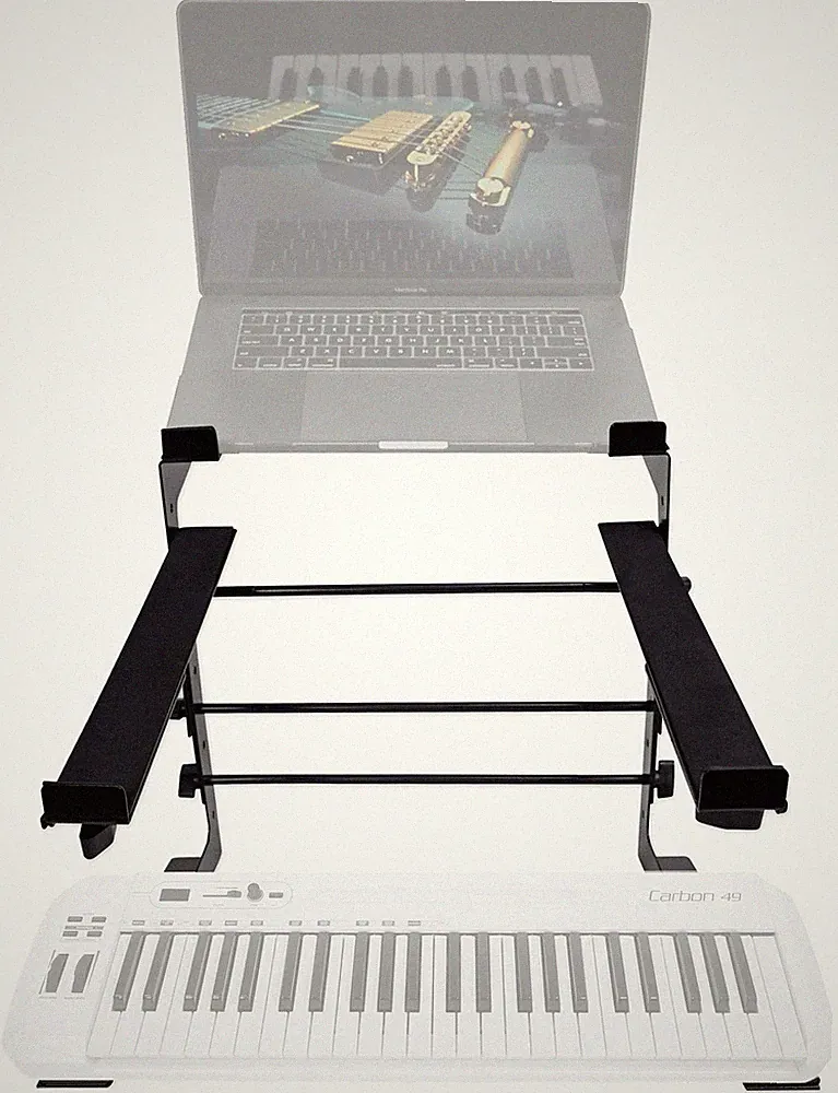 Rockville Dual Shelf Laptop+Controller Stand for Samson Carbon 49 Keyboard