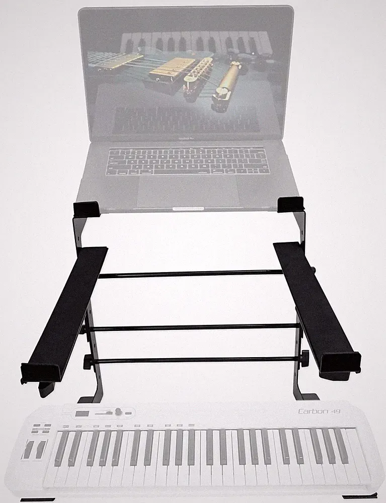 Rockville Dual Shelf Laptop+Controller Stand for Samson Carbon 49 Keyboard