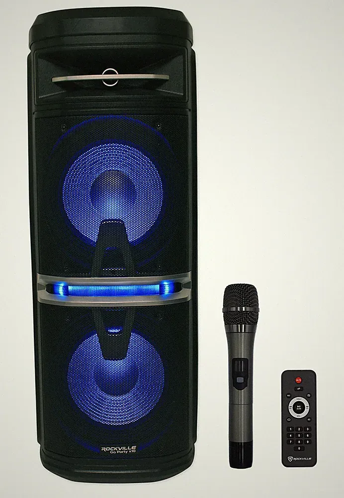 Rockville Go Party X10 Rechargeable DJ Backyard Party Speaker w/Bluetooth+Mic