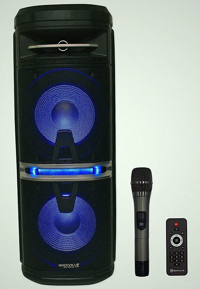 Rockville Go Party X10 Rechargeable DJ Backyard Party Speaker w/Bluetooth+Mic
