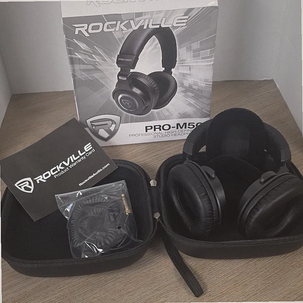 Rockville PRO-M50 Over-Ear Closed Back Studio Monitor Headphones, Detach Cable