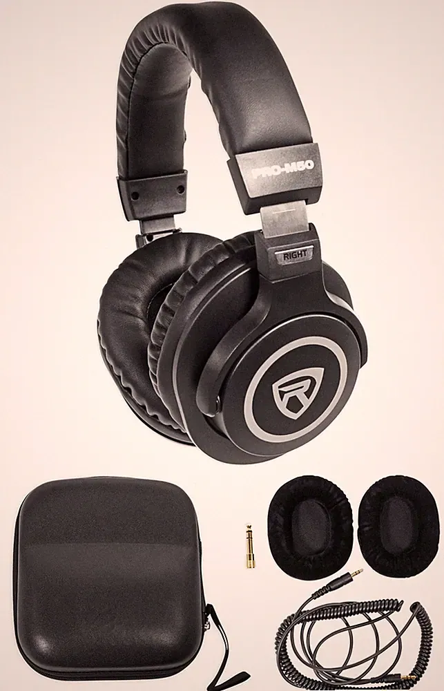 Rockville PRO-M50 Studio Headphones w/ Detachable Coil Cable, Case+Extra Ear Pad