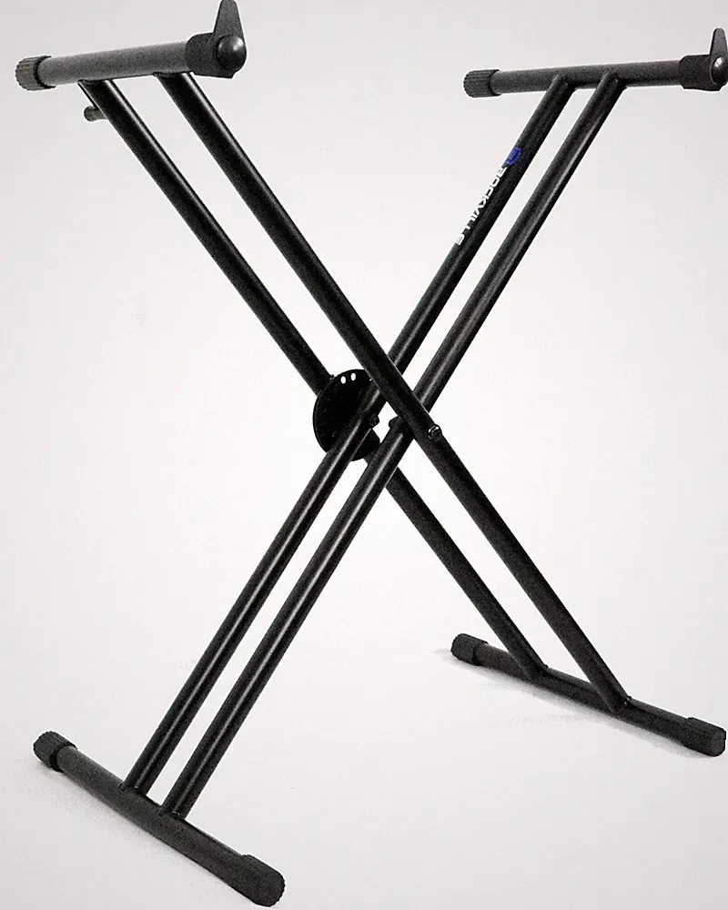 Rockville RKS30X Double X Braced DJ Controller Stand+Push Button Lock Mechanism