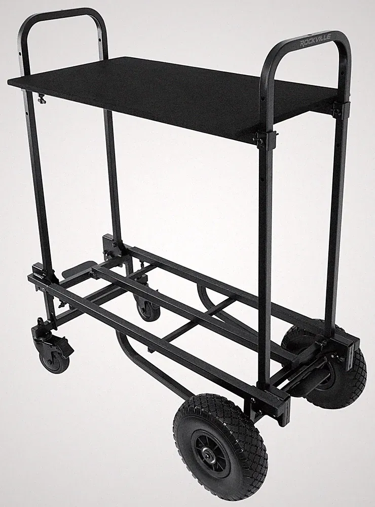 Rockville Rock Cart Pro DJ Equipment Transport Roller Car + Top Shelf Attachment