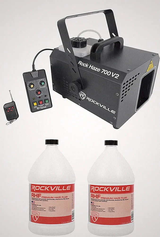 Rockville ROCKHAZE 700 CFM DMX Water Based DJ/Club Haze Machine+(2) Gal Fluid