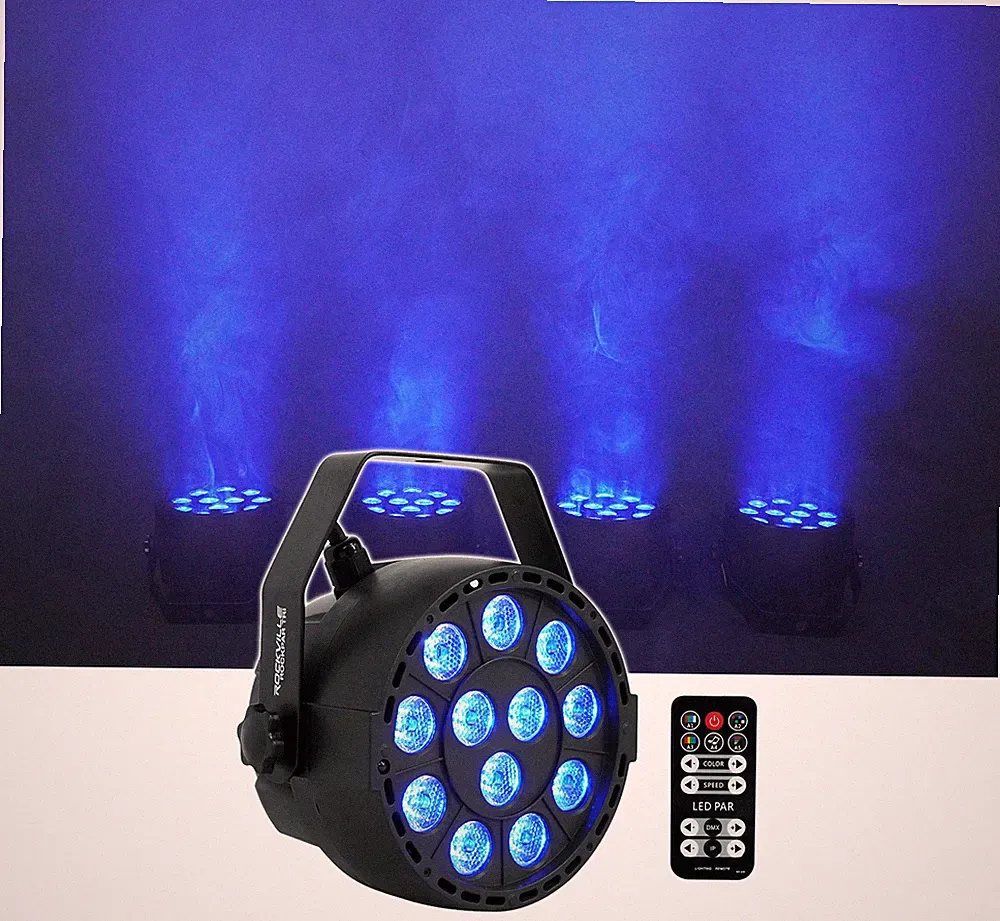 Rockville RockPAR TRI LED RGB Compact Par Can Pro DJ DMX Wash Light+Remote Black