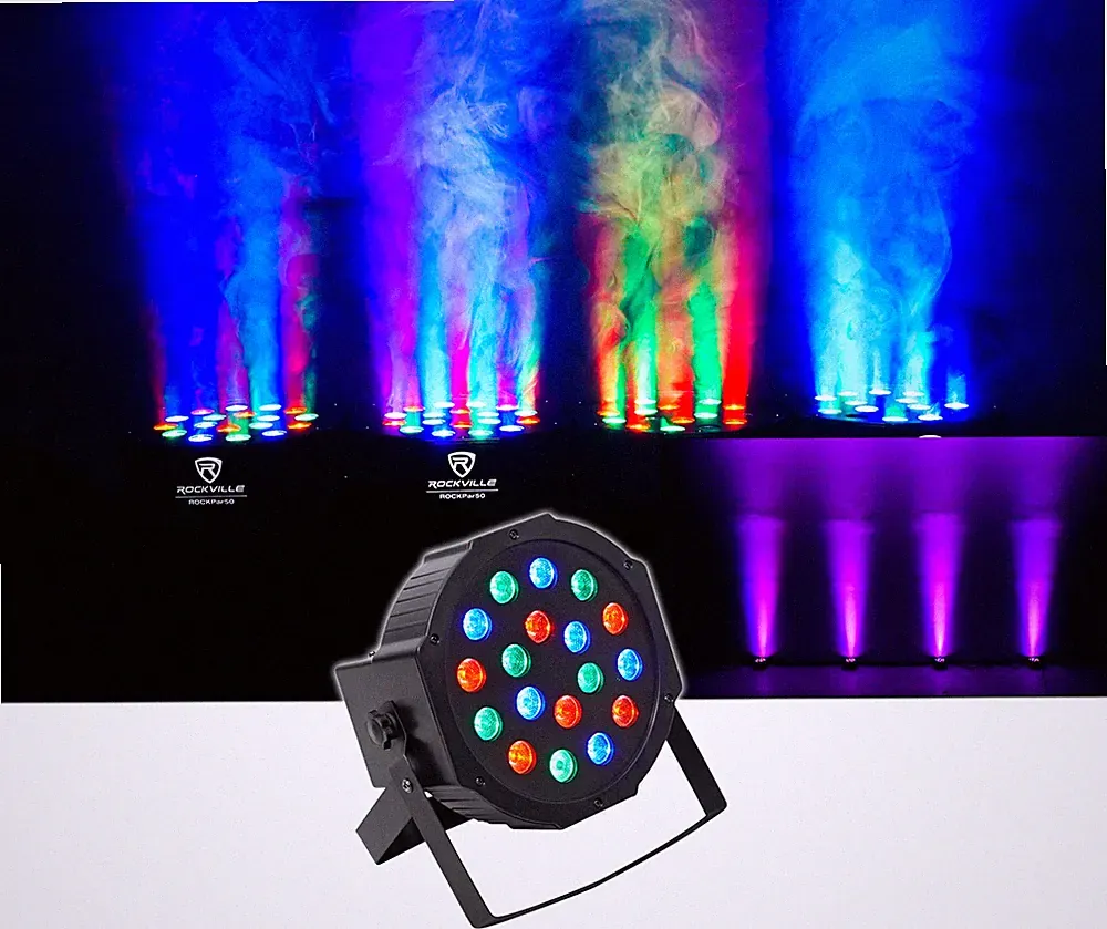 Rockville RockPAR50 LED RGB Compact Par Can DJ/Club DMX Wash Light+Dual Bracket