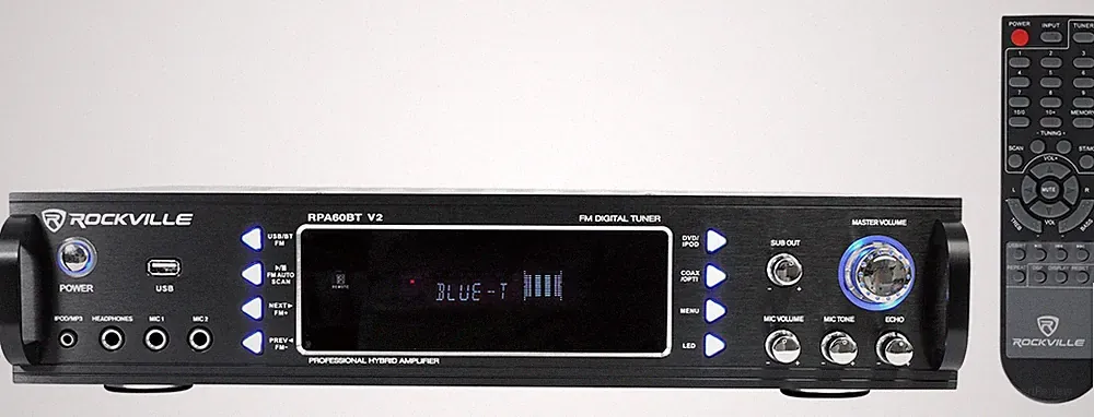 Rockville RPA60BT 1000w 2 Channel Rack DJ Amplifier/Mixer/Amp w/ Bluetooth/USB
