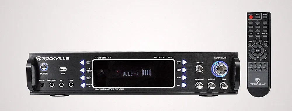 Rockville RPA60BT V2 1000 Watt 2-Ch USB Bluetooth DJ/Pro/Karaoke Amplifier Mi...