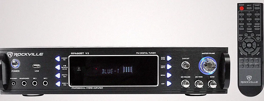 Rockville RPA60BT V2 1000 Watt 2-Ch USB Bluetooth DJ/Pro/Karaoke Amplifier Mixer