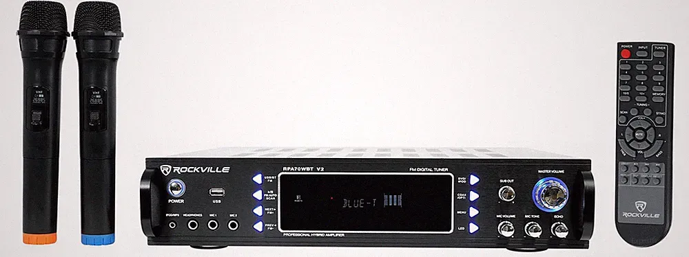 Rockville RPA70WBT 1000w 2 Channel Rack DJ Amplifier/Mixer/w/ Bluetooth/USB+Mics