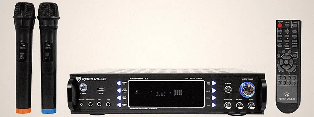 Rockville RPA70WBT 1000w 2 Channel Rack DJ Amplifier/Mixer/w/ Bluetooth/USB+Mics