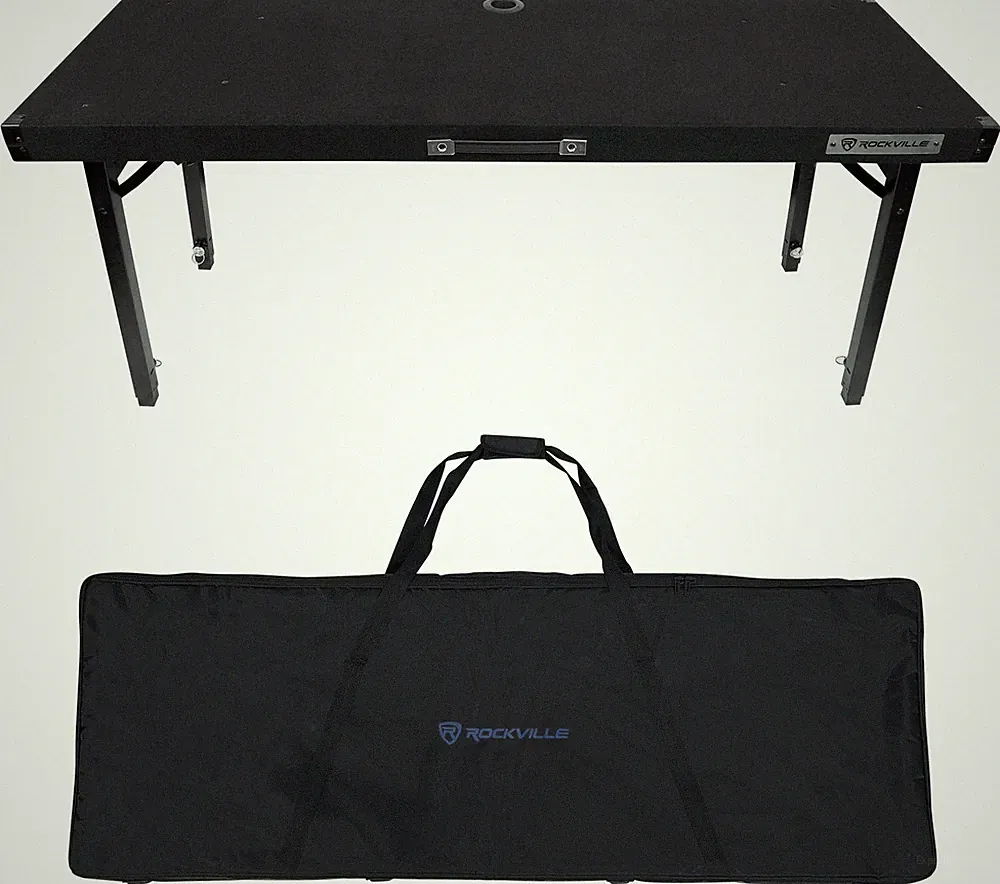 Rockville RTBL4 Adjustable Height DJ Table Folding Legs + Carry Bag 20" x 60"